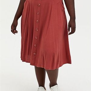 Torrid Marsala Red Button Up Midi Skirt size 2
